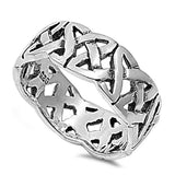Sterling Silver Celtic Trinity Knot Ring with Face Height of 7MM