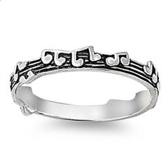 Sterling Silver Fancy Music Note Ring with Band Width of 3MM