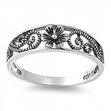 Load image into Gallery viewer, Sterling Silver Flower Band Ring with Face Height of 6MM