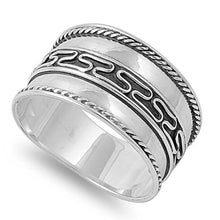 Load image into Gallery viewer, Sterling Silver Bali Tribal Design Twist Cable Ring with Face Height of 11MM