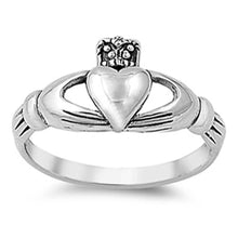 Load image into Gallery viewer, Sterling Silver Elegant Claddagh Ring with Face Height of 10MM
