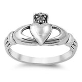 Sterling Silver Elegant Claddagh Ring with Face Height of 10MM