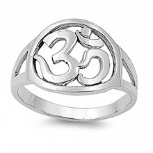 Load image into Gallery viewer, Sterling Silver Om Sign Ring with Face Height of 13MM