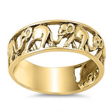 Sterling Silver Yellow Gold Plated Elephant Shaped Plain RingsAnd Face Height 7mm