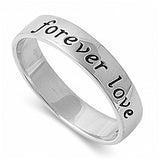 Sterling Silver Romantic Engraved Forever Love Ring with Face Height of 5MM