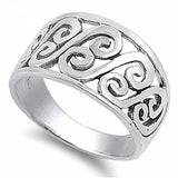 Sterling Silver Multi Spiral Wide Band Ring with Face Height of 12MM