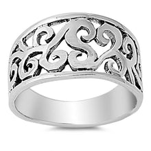 Load image into Gallery viewer, Sterling Silver Elegant Spiral Trinity Band Ring with Face Height of 10MM