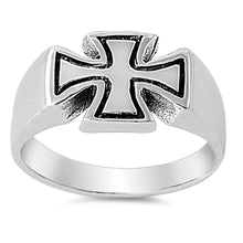 Load image into Gallery viewer, Sterling Silver Cross Design Ring with Face Height of 9MM
