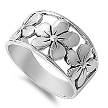 Load image into Gallery viewer, Sterling Silver Fancy Flower Wide Band Ring with Face Height of 11MM