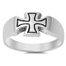 Load image into Gallery viewer, Sterling Silver Cross Ring with Face Height of 7MM