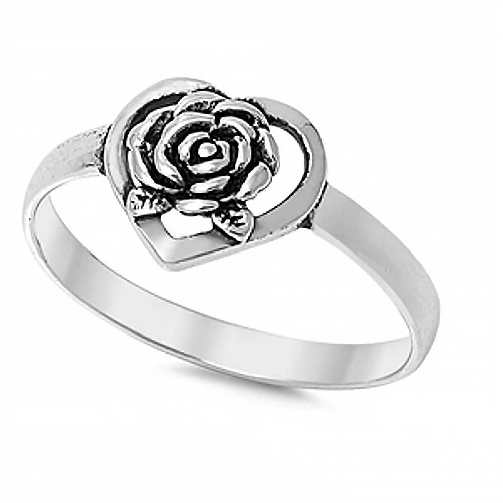 Sterling Silver Fancy Heart with RoseAnd Face Height of 7MM