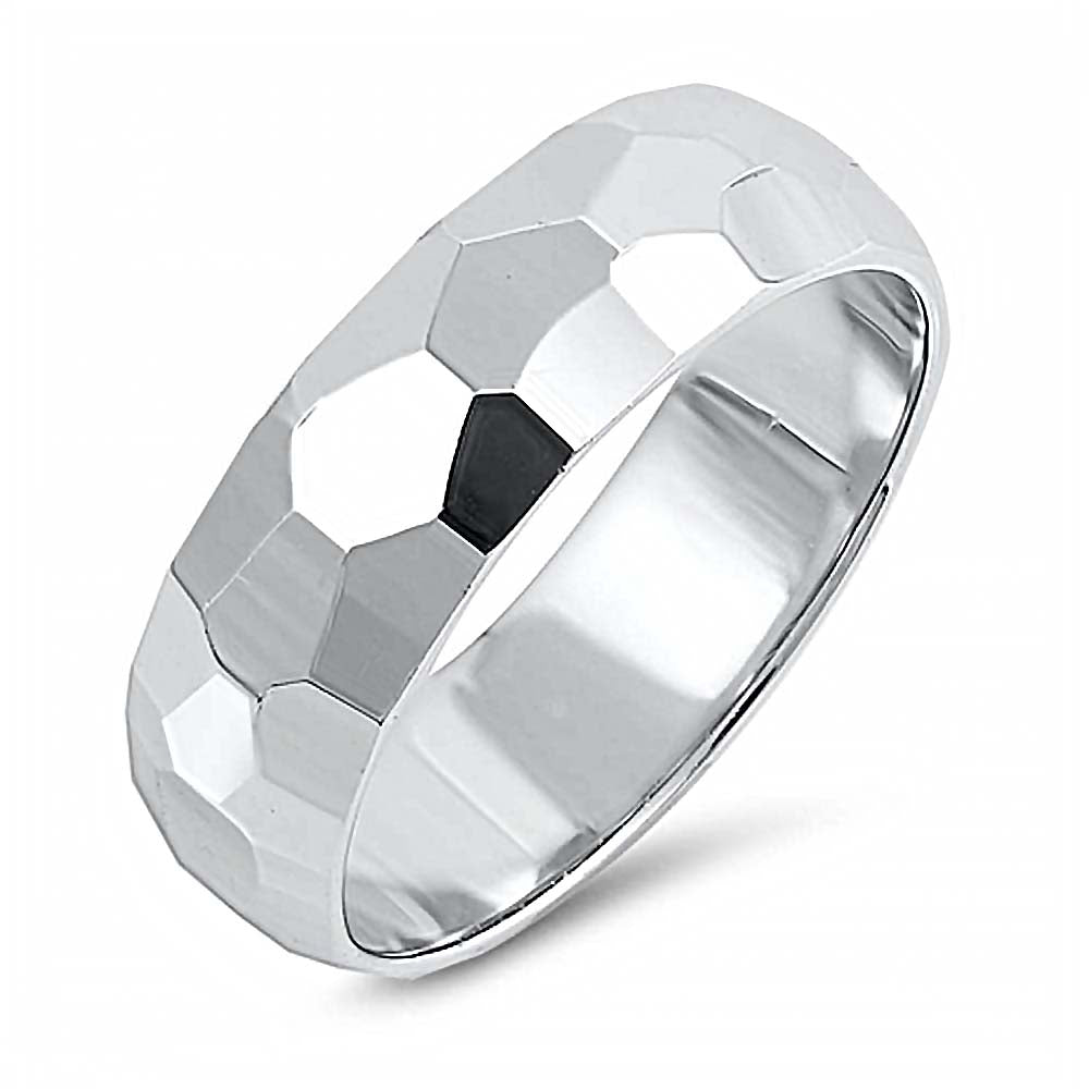 Sterling Silver 6MM Diamond Cut Band Ring