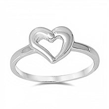 Load image into Gallery viewer, Sterling Silver Heart Ring with Face Height of 9MM