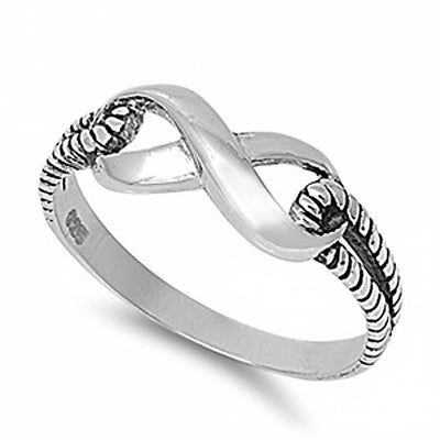 Sterling Silver Infinity Ring with Double Rope Band Setting with Face Height of 7MM