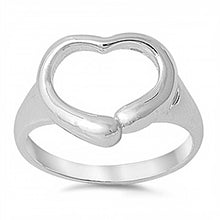Load image into Gallery viewer, Sterling Silver Plain Heart Ring with Face Height of 13MM