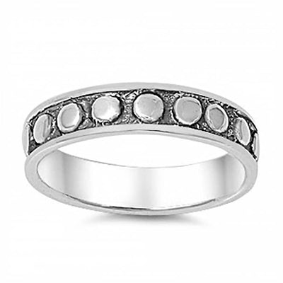 Sterling Silver Bali Circle Design Ring with Face Height of 4MM