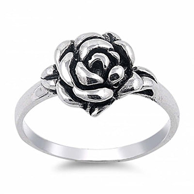 Sterling Silver Rose Ring with Face Height of 11MM