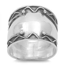 Load image into Gallery viewer, Sterling Silver Fancy Bali Ring Wide Band with Face Height of 17MM