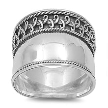 Load image into Gallery viewer, Sterling Silver Celtic with Twisted Bali Design Wide Band Ring with Face Height of 18MM