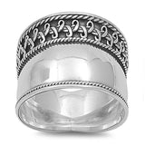 Sterling Silver Celtic with Twisted Bali Design Wide Band Ring with Face Height of 18MM