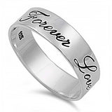 Sterling Silver Engraved Forever Love Ring with Face Height of 6MM