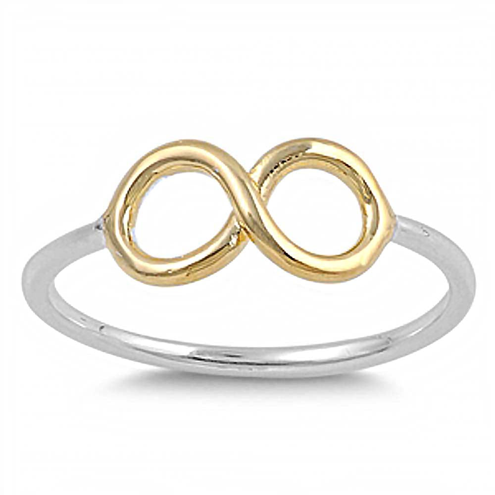 Sterling Silver Classy Thin Two Tone Infinity Ring with Face Height of 7MM