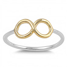 Load image into Gallery viewer, Sterling Silver Classy Thin Two Tone Infinity Ring with Face Height of 7MM