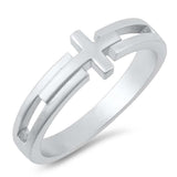 Sterling Silver Fancy Sideway Cross with Face Height of 7MM