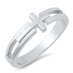 Sterling Silver Fancy Sideway Cross with Face Height of 7MM