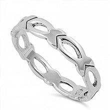 Load image into Gallery viewer, Sterling Silver Fancy Christian Fish Ring with Face Height of 3MM