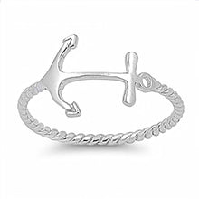 Load image into Gallery viewer, Sterling Silver Sideway Anchor Twisted Band Ring with Face Height of 11MM