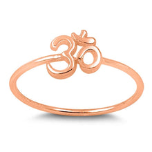 Load image into Gallery viewer, Sterling Silver Rose Gold Plated OM Sign Thin Band Ring with Face Height of 7 MM