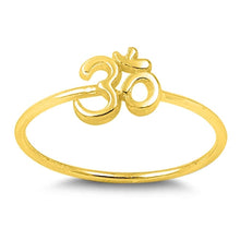 Load image into Gallery viewer, Sterling Silver Yellow Gold Plated OM Sign Thin Band Ring with Face Height of 7 MM