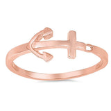 Sterling Silver Rose Gold Plated Anchor Shaped Plain RingsAnd Face Height 7mm