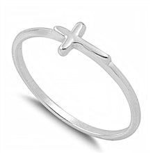 Load image into Gallery viewer, Sterling Silver Sideway Cross Ring with Face Height of 5MM