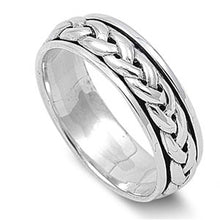 Load image into Gallery viewer, Sterling Silver Stylish Braided Design Spinner Ring with Face Height of 7MM
