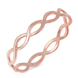 Sterling Silver Rose Gold Plated Braid Shaped Plain Rings and Face Height 2mm