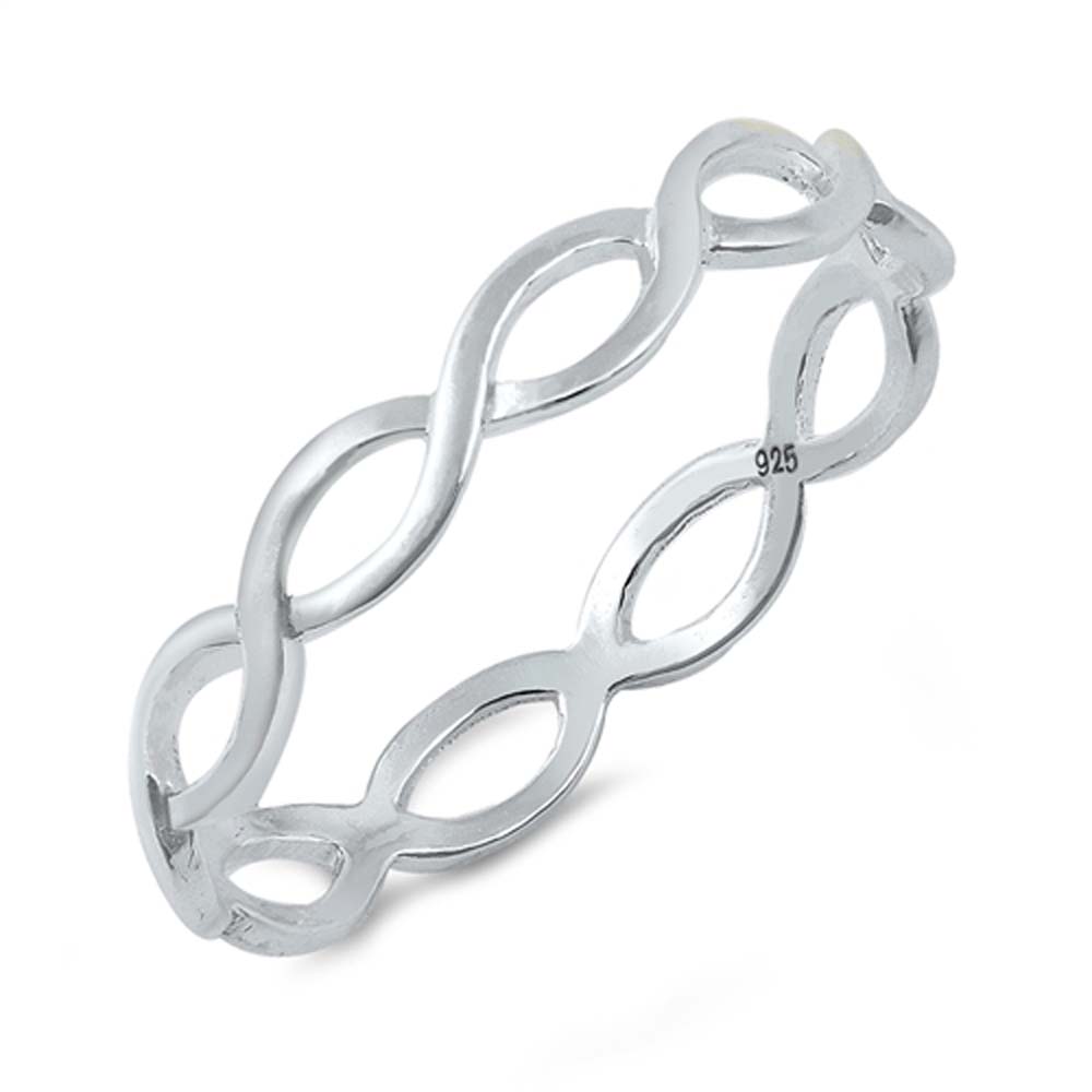 Sterling Silver Interlink Ring with Face Height of 3 MM