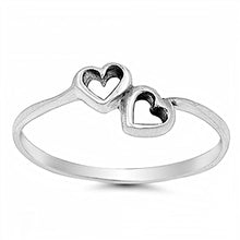Load image into Gallery viewer, Sterling Silver Stylish Double Heart Ring with Face height of 6MM