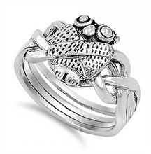 Load image into Gallery viewer, Sterling Silver Stylish Celtic Owl Design Ring with Face Height of 11MM