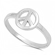 Load image into Gallery viewer, Sterling Silver Stylish Peace Sign Ring with Face Height of 10MM