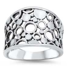 Load image into Gallery viewer, Sterling Silver Fancy Multi Circle Design Wide Ring with Face Height of 17MM
