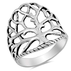 Sterling Silver Vintage Tree of Life Ring with Ring Face Height of 24MM