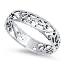 Load image into Gallery viewer, Sterling Silver Stylish Flower and Vine Design Band Ring with Face Height of 4MM