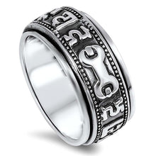 Load image into Gallery viewer, Sterling Silver Antique Style Two-Tone with Black Spinner RingAnd Face Height of 9MM