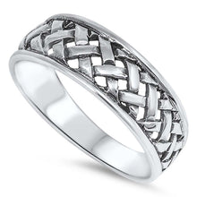 Load image into Gallery viewer, Sterling Silver High Polish Cross Cut Design Band Ring with Face Height of 6MM
