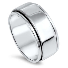 Load image into Gallery viewer, Sterling Silver Glossy Band with Black Line Edge Wide Band RingAnd Face Height of 10MM