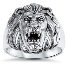 Load image into Gallery viewer, Sterling Silver Stylish Lion Head Design Band Ring with Face Height of 23MM