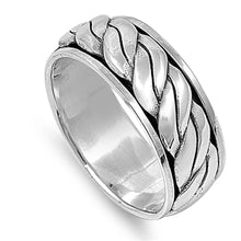 Load image into Gallery viewer, Sterling Silver Double Twisted Rope Design Spinner Ring with Face Height of 9MM