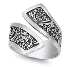 Load image into Gallery viewer, Strerling Silver Two-Tone with Fancy Floral Vine and Beads Design Bypass RingAnd Face Height of 9MM